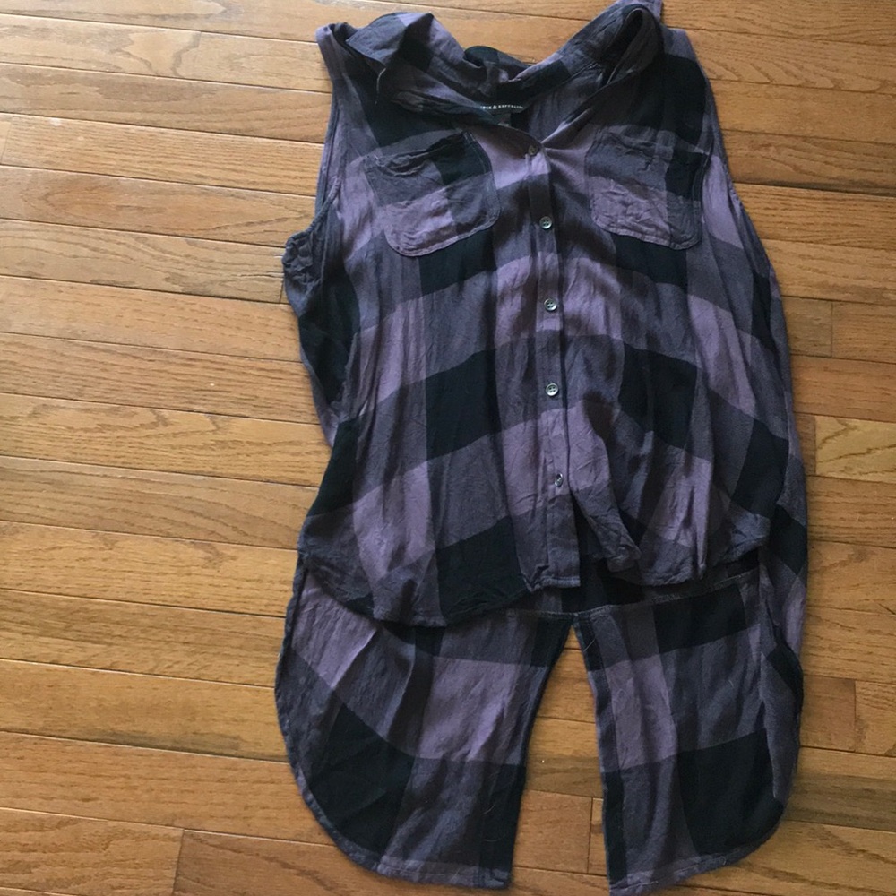 Plaid purple and black tank top